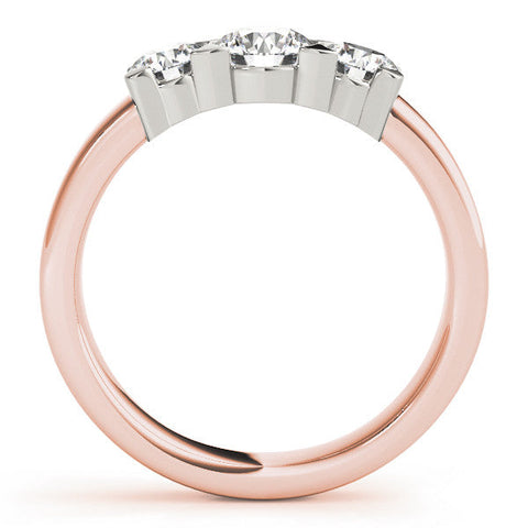 Rose gold Three-Stone Round Diamond Classic Band with Prong Setting