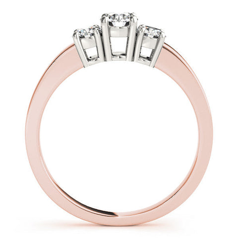 Rose gold Three-Stone Round Diamond Solitaire Ring with Channel Set Band and Four-Prong Setting
