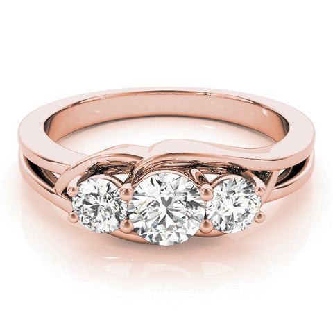 Rose gold Three-Stone Round Diamond Split Shank Prong Setting Ring