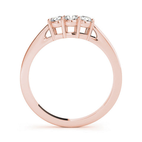 Rose gold Three-Stone Round Diamond Tension Set Solitaire Band with Prong Setting