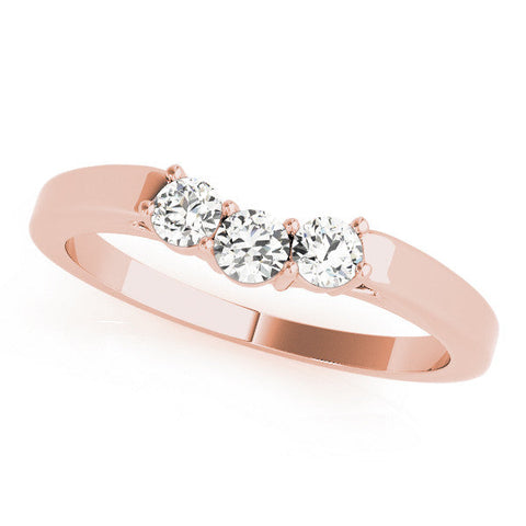 Rose gold Three-Stone Round Diamond Tension Set Solitaire Band with Prong Setting