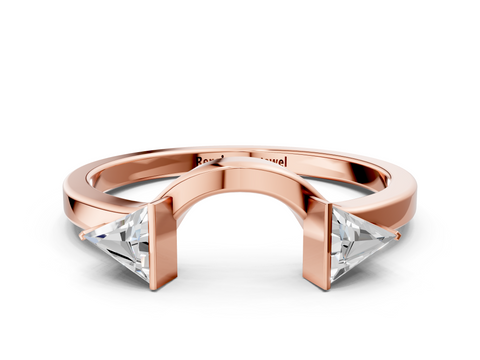 Rose gold Trillion Cut Open Band with Bezel Set Diamonds