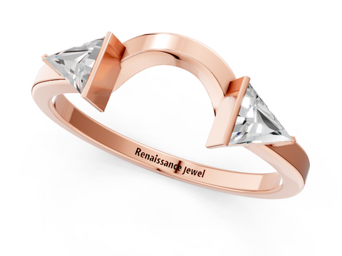 Rose gold Trillion Cut Open Band with Bezel Set Diamonds