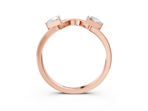 Rose gold Trillion Cut Open Band with Bezel Set Diamonds