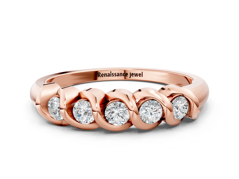 Rose gold Twist Prong Round Diamond Eternity Band