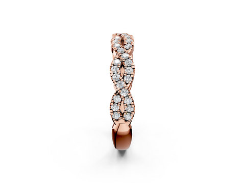 Rose gold Twisted Diamond Pavé Round Eternity Band with Shared Prong Setting