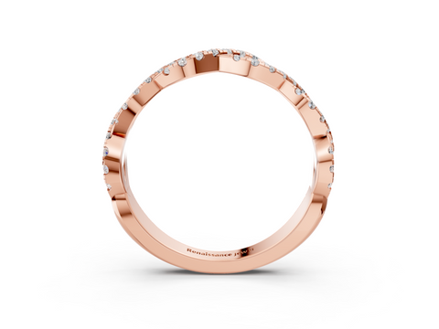 Rose gold Twisted Diamond Pavé Round Eternity Band with Shared Prong Setting