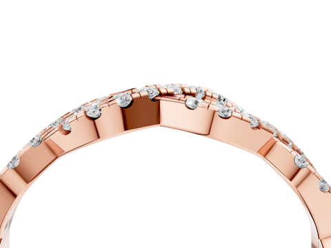 Rose gold Twisted Diamond Pavé Round Eternity Band with Shared Prong Setting