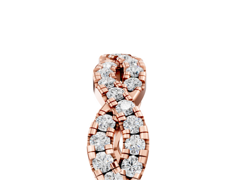 Rose gold Twisted Diamond Pavé Round Eternity Band with Shared Prong Setting