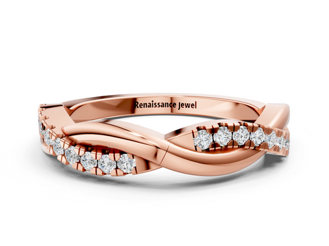 Rose gold Twisted Pave Round Diamond Infinity Band
