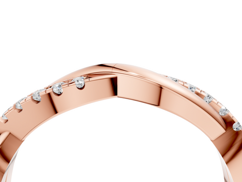 Rose gold Twisted Pave Round Diamond Infinity Band