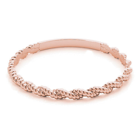 Rose gold Twisted Rope Solitaire Band with Round Stone and Bezel Setting