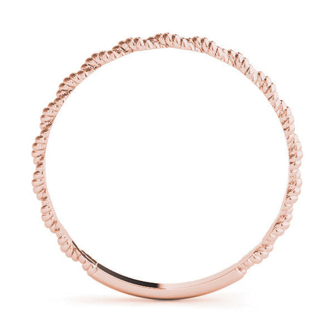 Rose gold Twisted Rope Solitaire Band with Round Stone and Bezel Setting