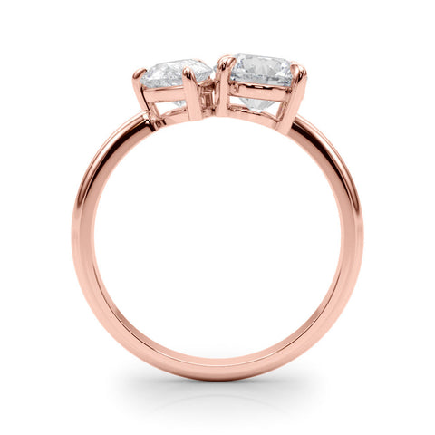 Rose gold Round and Pear Toi Moi Ring with Prong Setting and Plain Band
