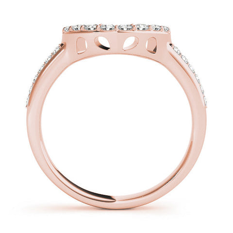 Rose gold U-Shaped Pavé Round Diamond Contour Band with Shared Prong Setting