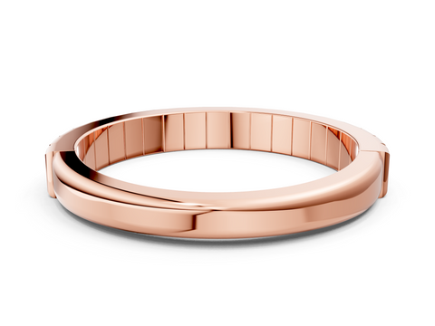 Rose gold White Gold Ribbed Eternity Band