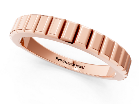 Rose gold White Gold Ribbed Eternity Band