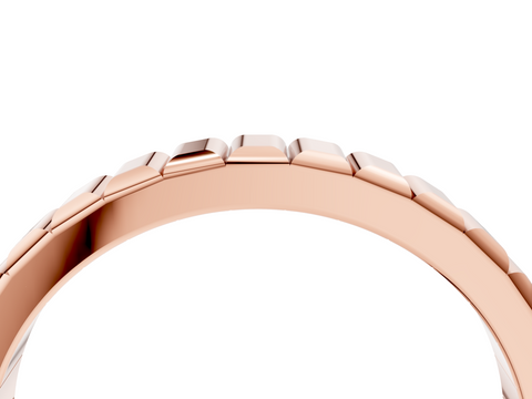 Rose gold White Gold Ribbed Eternity Band