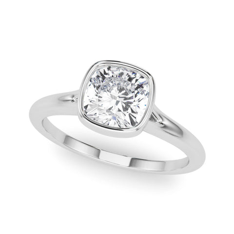 White gold Bezel Set Cushion Cut Solitaire Ring