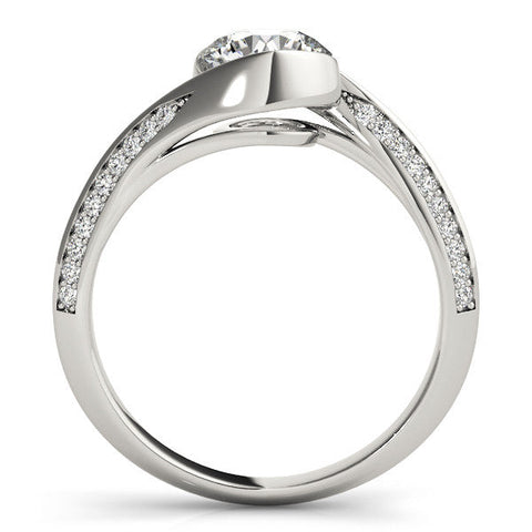 Platinum Bezel Set Round Solitaire Twist Band Engagement Ring