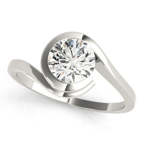 White gold Bezel Set Round Solitaire Twist Band Ring