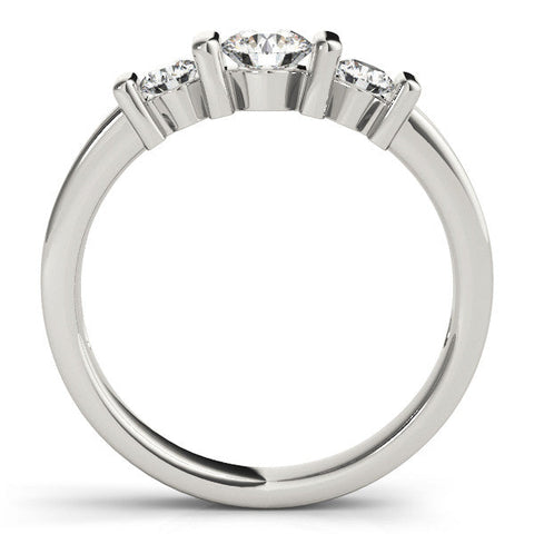 Platinum Channel Set Round Diamond Trio Bar Prong Ring