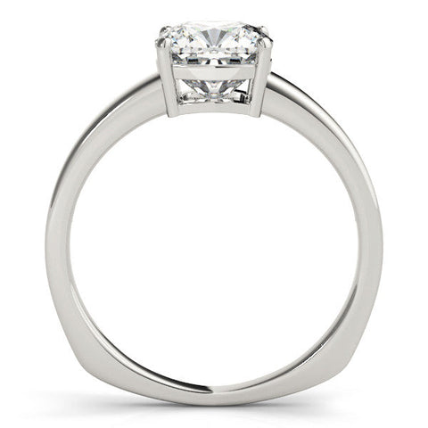 Platinum Cushion Cut Solitaire Engagement Ring with Four-Prong Setting and Classic Band