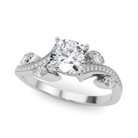 Platinum Cushion Diamond Swirl Band with Prong Setting