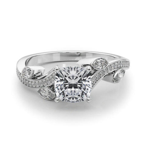 Platinum Cushion Diamond Swirl Band with Prong Setting