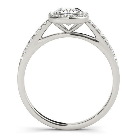 Platinum Cushion Halo Pave Diamond Engagement Ring with Four-Prong Setting