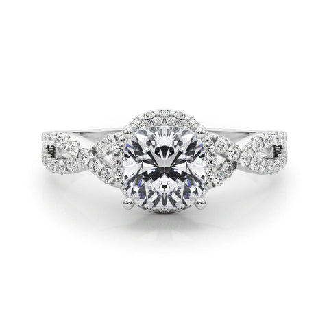 Silver Fancy Green Cushion  Halo Twist Band Solitaire Prong Setting Ring