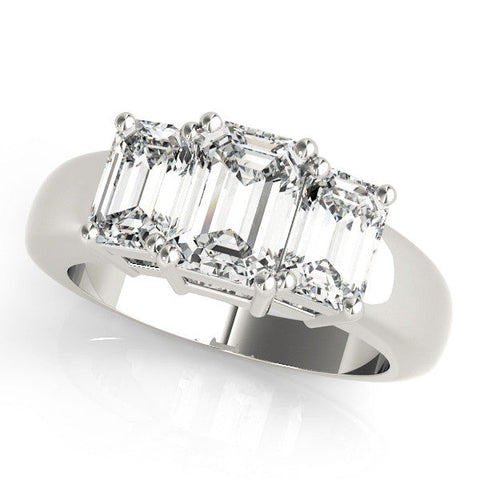 Platinum Four-Stone Emerald Cut Diamond Ring with Prong Setting