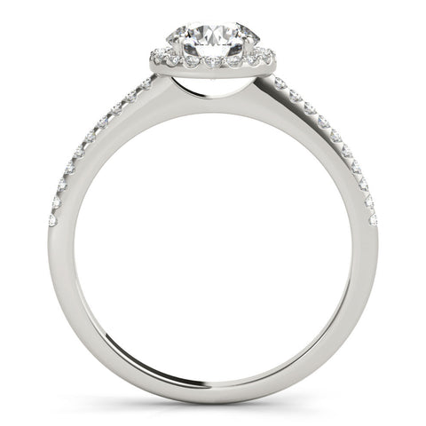White gold Halo Round Diamond Pavé Band Four-Prong Ring