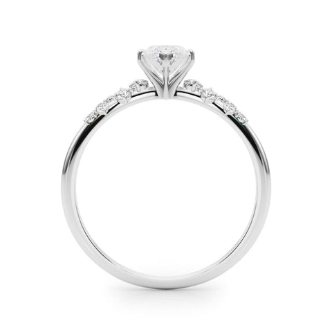 White gold Marquise Diamond Cluster Prong-Set Solitaire Ring