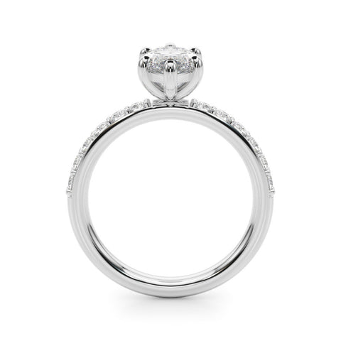 White gold Marquise Diamond Pavé Band with Six-Prong Setting