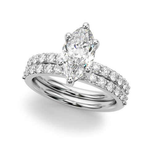 Platinum Marquise Diamond Pavé Band with Six-Prong Setting