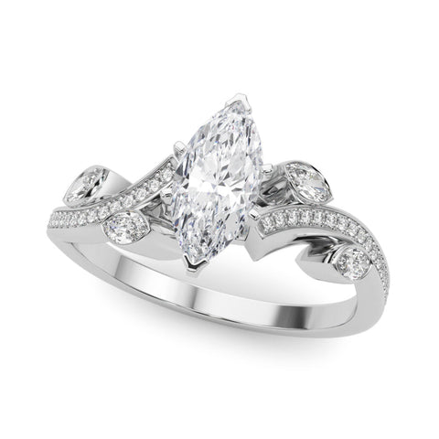 Platinum Marquise Diamond Swirl Band with Prong Setting