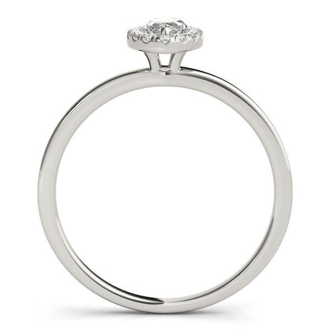 White gold Marquise Halo Diamond Solitaire with Pavé Band and Four-Prong Setting