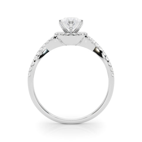 White gold Fancy Green Marquise  Halo Twist Band Solitaire Prong Setting Ring