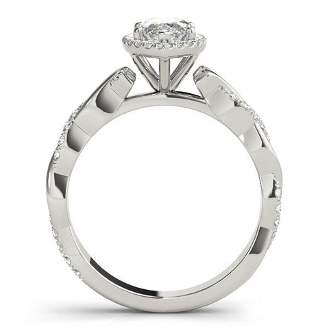 White gold Marquise Halo Twisted Band Prong Setting Ring