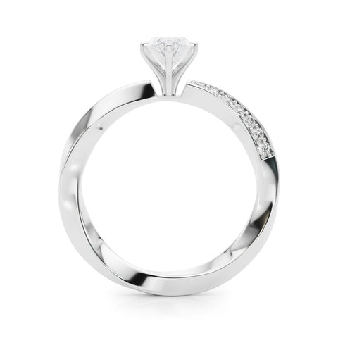 Platinum Marquise Solitaire Diamond Engagement Ring with Side Stone Accents and Four-Prong Setting