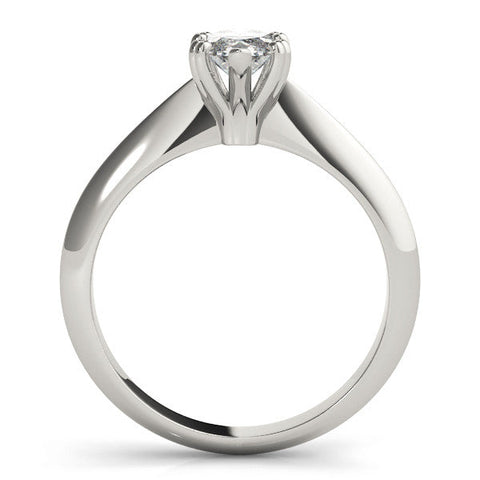 White gold Marquise Solitaire Diamond Ring with Six-Prong Setting and Classic Band