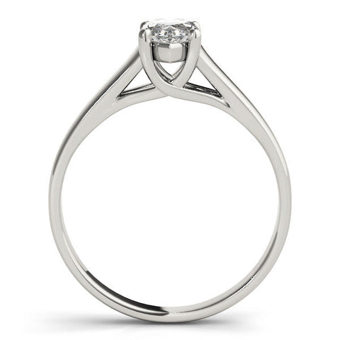 Platinum Marquise Solitaire Diamond Ring with Tapered Band and Four-Prong Setting