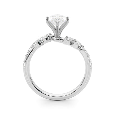 Platinum Marquise Solitaire Marquise Twist Band with Six-Prong Setting