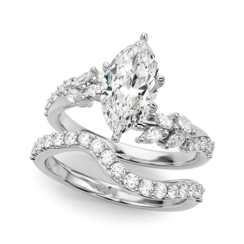 Platinum Marquise Solitaire Marquise Twist Band with Six-Prong Setting