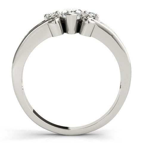 Platinum Marquise Solitaire Twisted Band Scroll Prong Ring