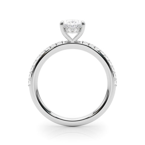 Platinum Oval Cut Diamond Pavé Band with Four-Prong Setting
