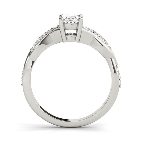 Platinum Oval Cut Diamond Twisted Band Engagement Ring with Prong Setting