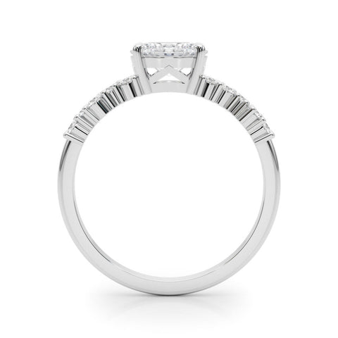 Platinum Oval Diamond Cluster Pavé Band with Four-Prong Setting