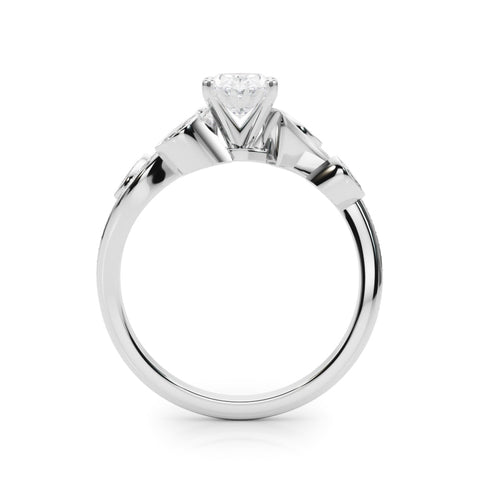 Platinum Oval Diamond Swirl Band with Prong Setting
